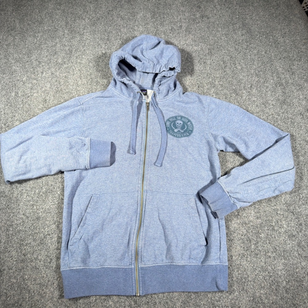 Patagonia Torpedo Crew Skull Full Zip Hoodie Mens XS Blue 39413